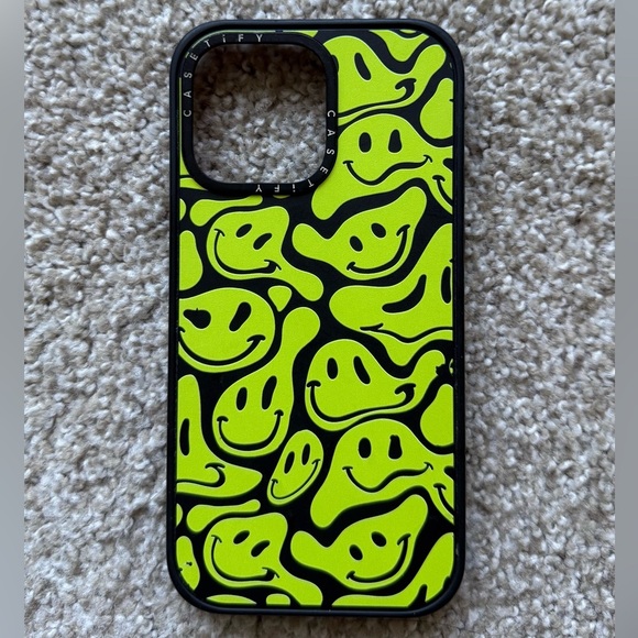 Casetify Acid Smiles Neon Green iPhone 14 Pro Max Case - Picture 1 of 2